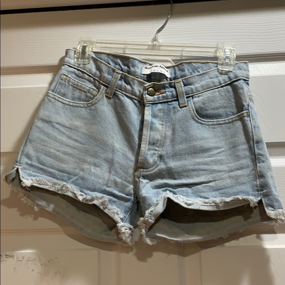 American Apparel High Rise Frayed Denim Shorts 26